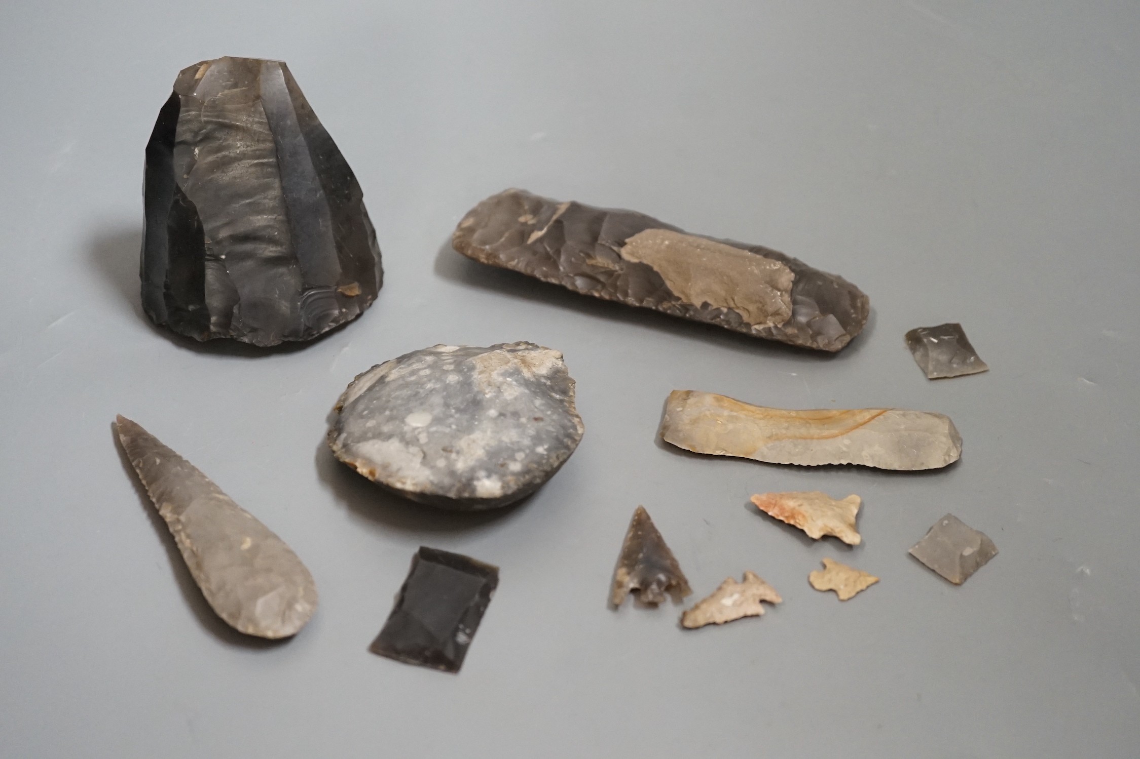 A group of Ancient (pre-historic) flint axe or arrow heads